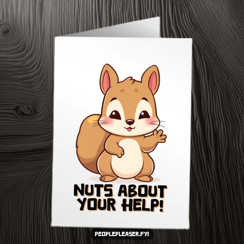 Funny Free Printable Squirrel Thank You Card: Diligent squirrel offering a helping paw, expressing sincere thanks.