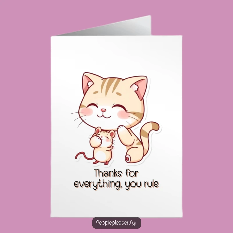 Free Printable Thank You Card: Cat's Kind Gesture, Sweet Downloadable Gift of Thanks