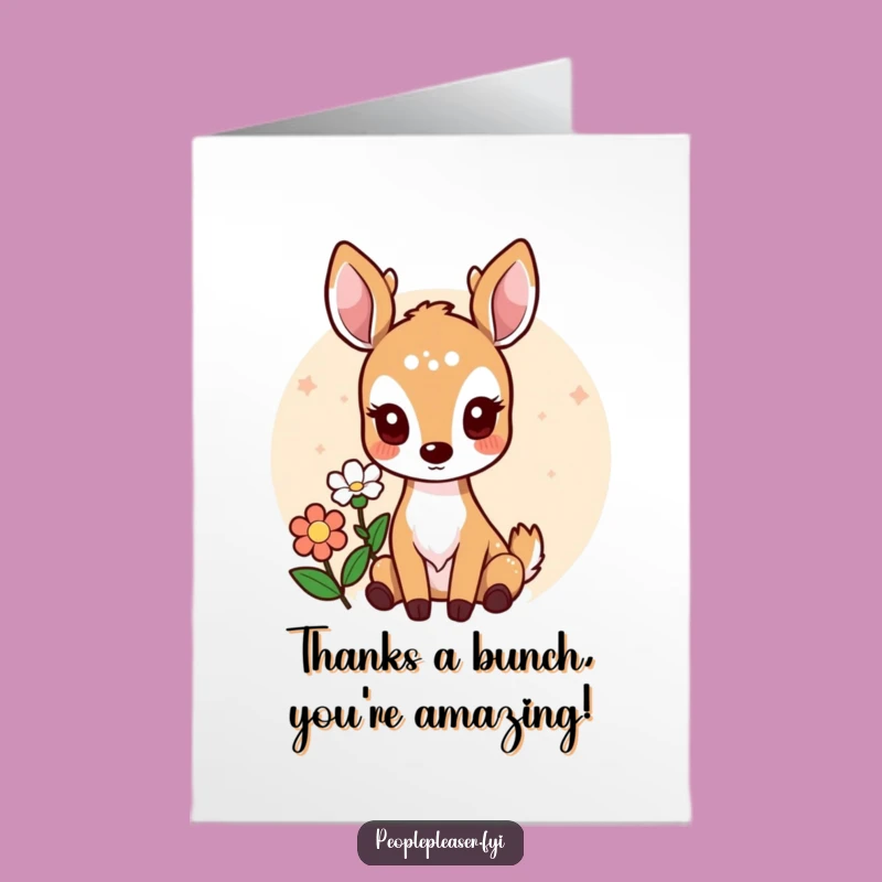 Free Printable Thank You Card: Deer Flower Offering Funny Downloadable Thank You Gift