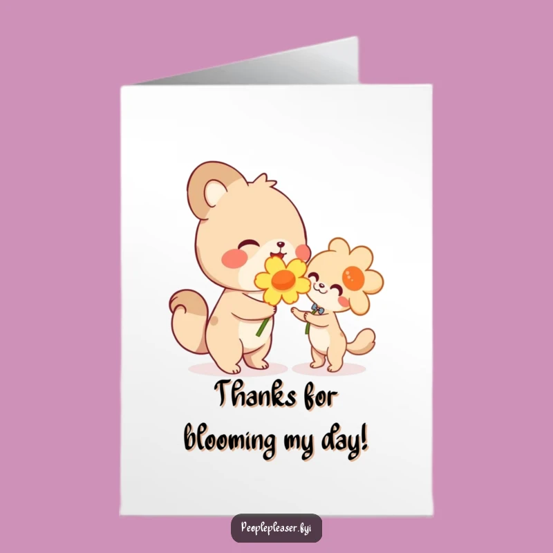 Free Printable Thank You Card: Flower Gifting Animal, Downloadable Gratitude