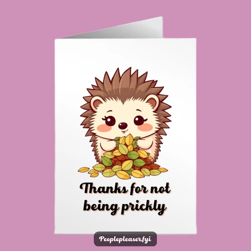Free Printable Thank You Card: Hedgehog Leaves - Charming & Funny Downloadable Gift!