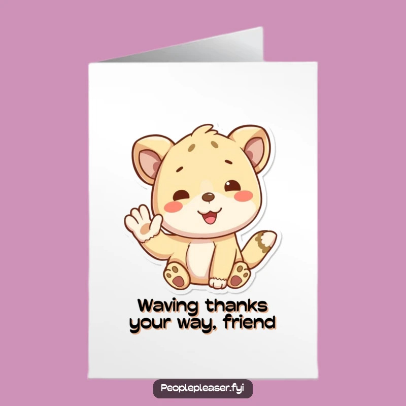 Free Printable Thank You Card: Playful Animal Waving, Sweet Downloadable
