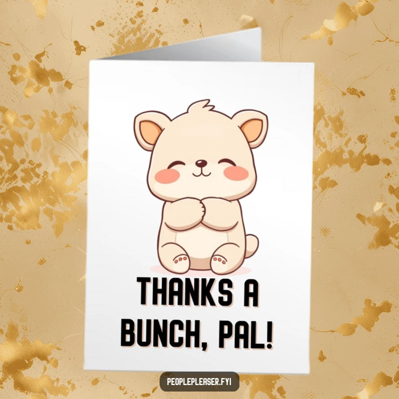 Funny Free Printable Thank You Card with a sweet animal giving a big, comforting hug to show appreciation.
