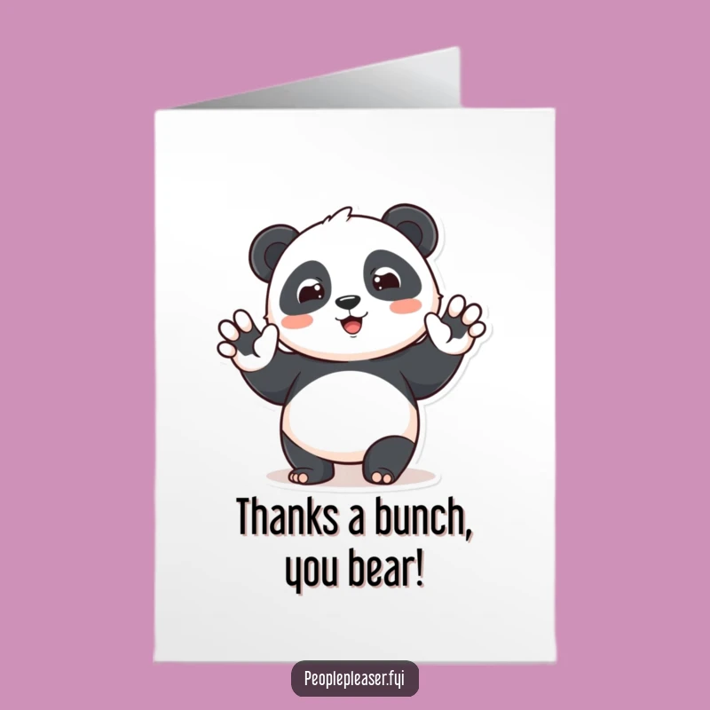 Free Printable Waving Panda Thank You Card - Funny Downloadable Gift for Gratitude
