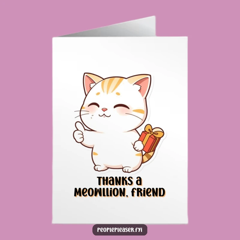 Free Printable Thank You Card: Cat's Thumbs Up Gift, Funny Downloadable Appreciation Note