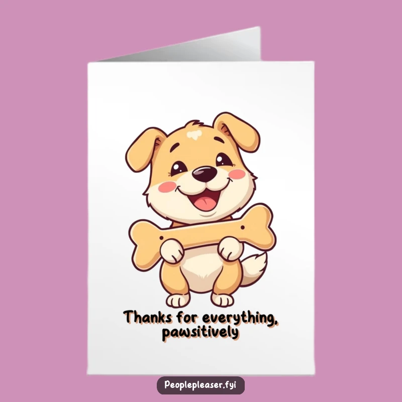 Free Printable Thank You Card: Dog's Bone Gift, Funny Downloadable Appreciation Card
