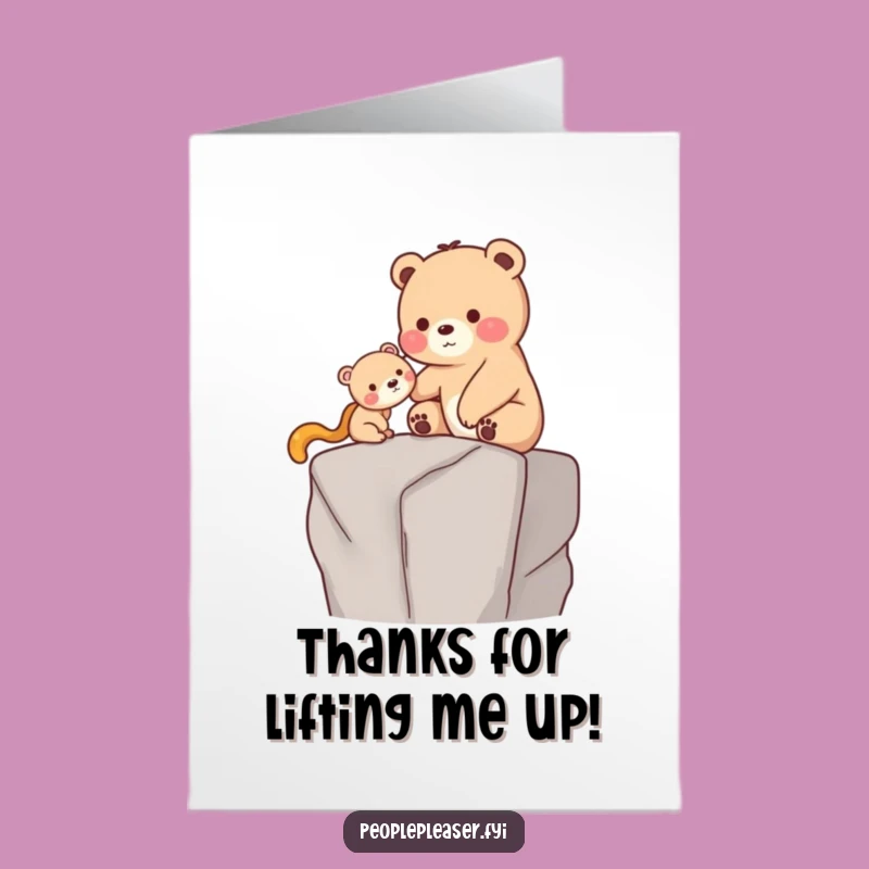 Free Printable Thank You Card: Bear's Kind Help Funny Downloadable Gift