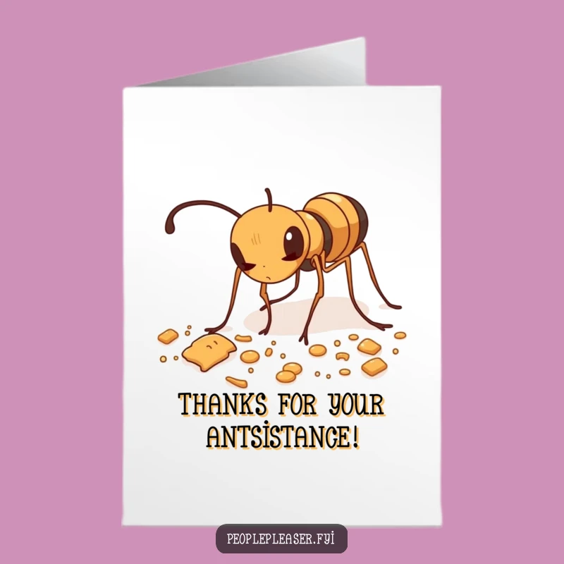 Free Printable Thank You Card: Ant Tidying Crumbs Funny DIY Gift