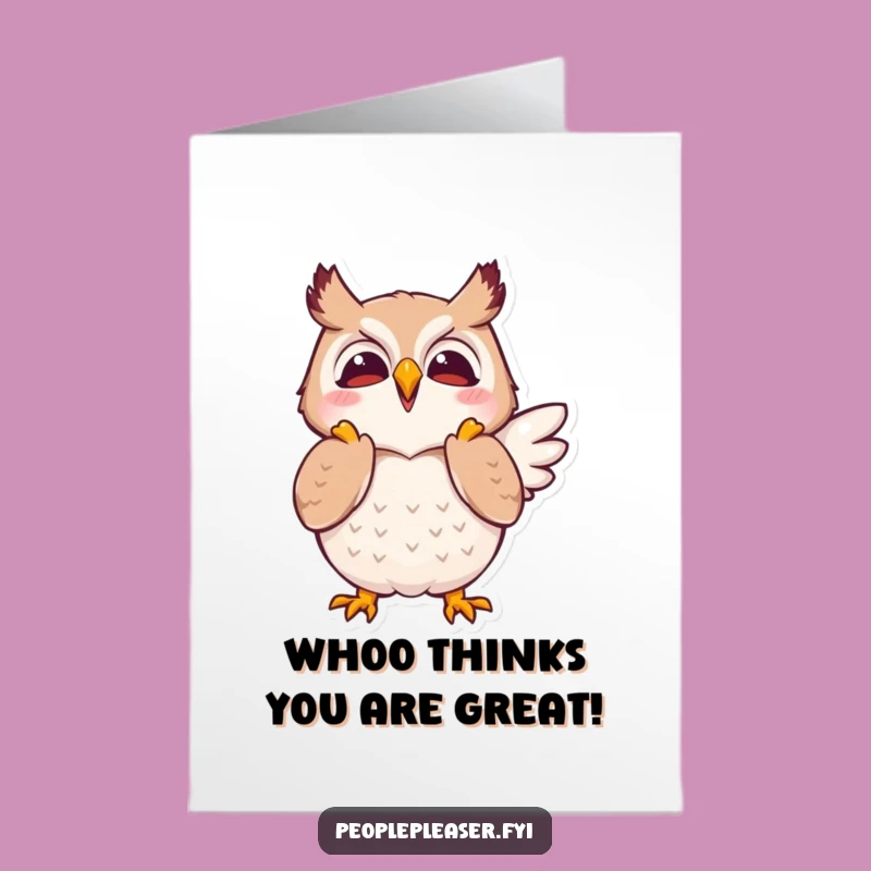 Free Printable Owl Thank You Card: Clapping Wings Gratitude Downloadable Gift