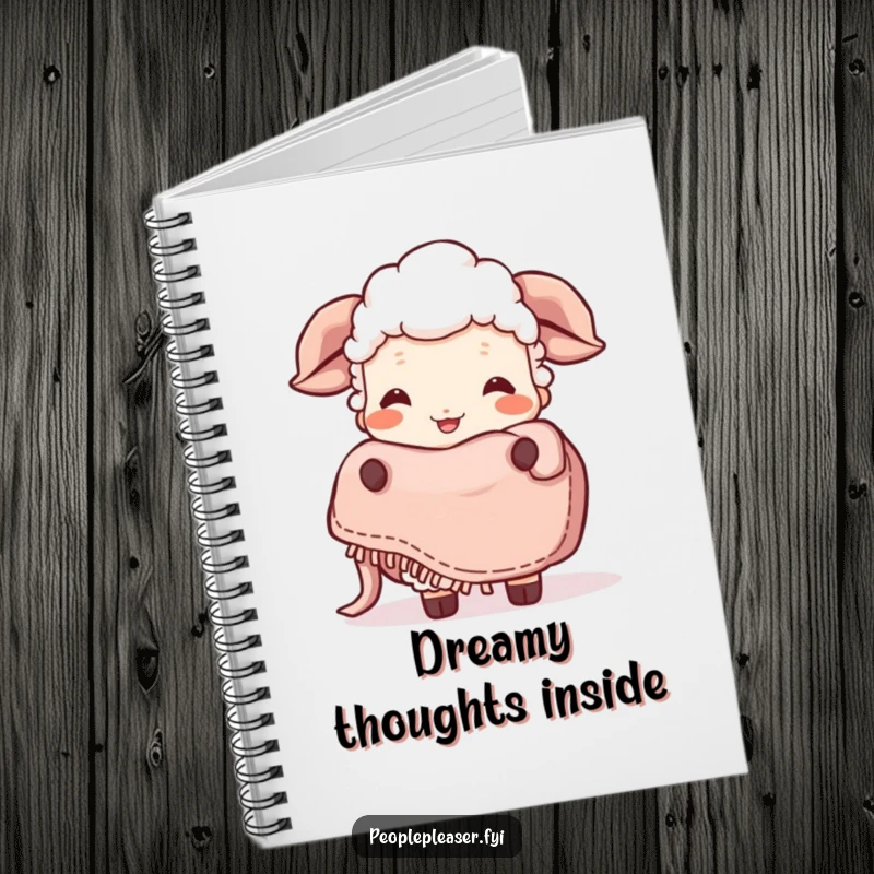 Funny Sheep Notebook: A happy, giggling sheep character offers a warm blanket, perfect for jotting down cozy thoughts. Useful funny gift!