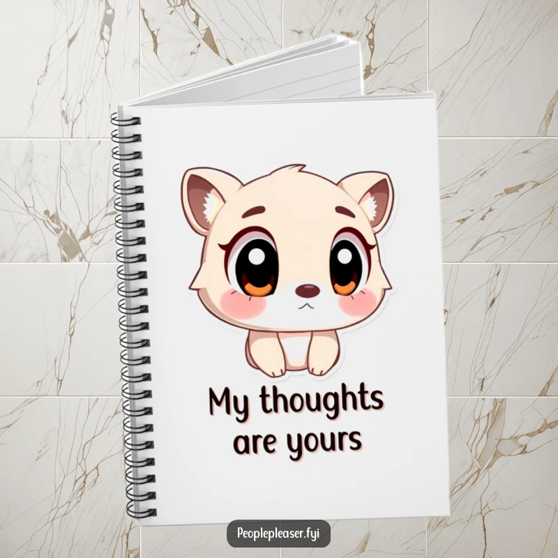 Funny Notebook adorned with an animal character's large, understanding eyes, ideal for capturing every important thought.