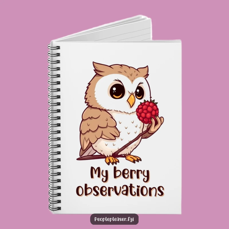 Funny Owl Berry Notebook: Journal with a curious owl and berry, a funny gift for writers.
