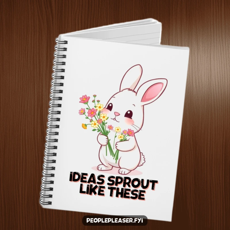 Funny Notebook: A diligent rabbit offers a bouquet of flowers, a humorous and inspiring cover for notes and daily thoughts.