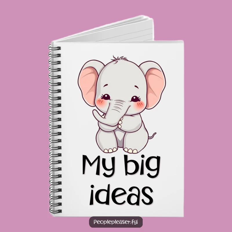 Funny Kawaii Elephant Notebook, Affectionate Notes, Creative Gift for Empaths