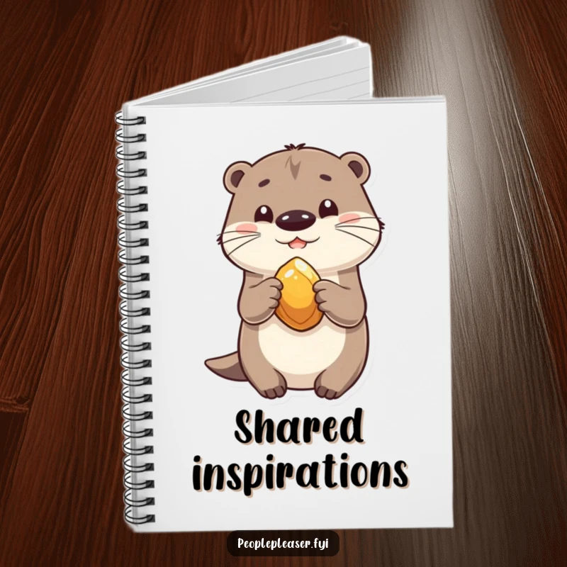 Funny notebook cover with a playful otter sharing a shiny stone, great for notes and sharing thoughts.