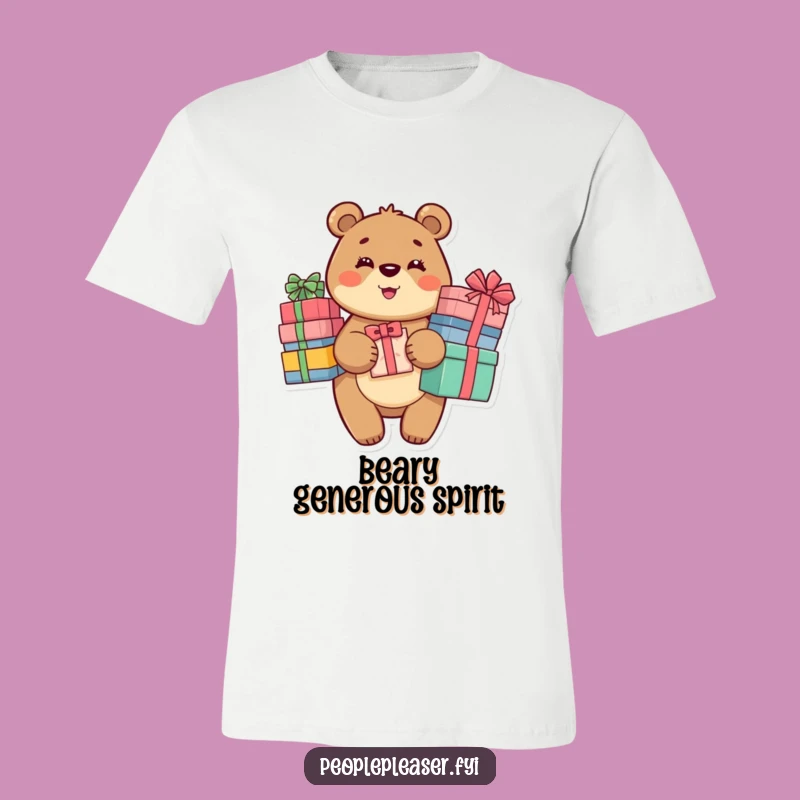 Funny Bear Gift T-Shirt: Generous Bear with Presents, Best Funny Gift for Helpers!
