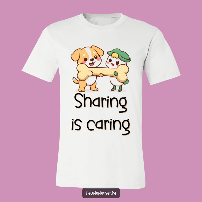 Funny Dog Bone T-Shirt: Wearable humor with a cheerful dog sharing a giant bone, a great funny gift.