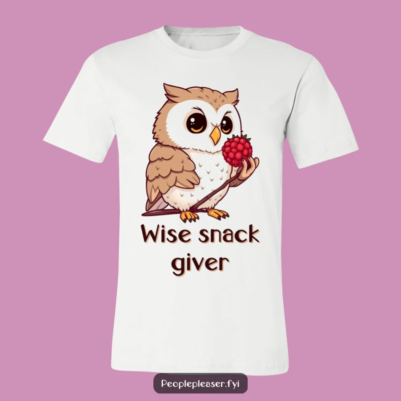 Funny Owl Berry T-Shirt: Cute owl offering a berry, a funny gift for quirky individuals.