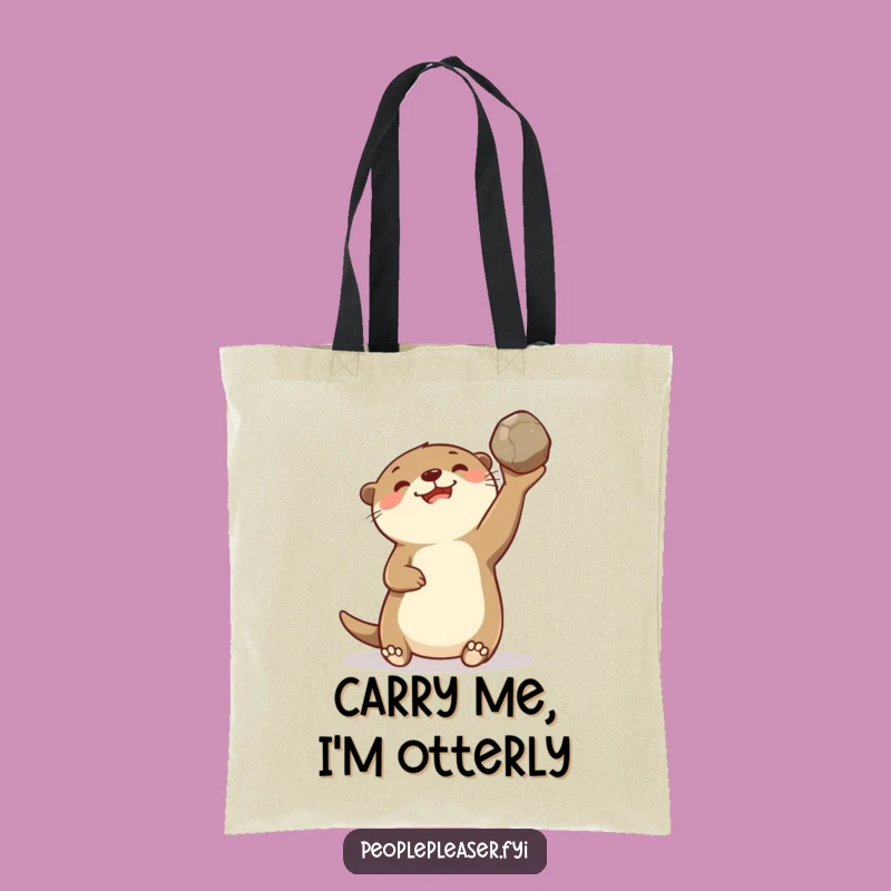 Funny Otter Tossing Stone Tote Bag: Spacious and Hilarious Carry-All