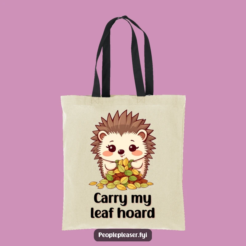 Funny Hedgehog Leaves Tote Bag: Carry Your Essentials with Organized Flair