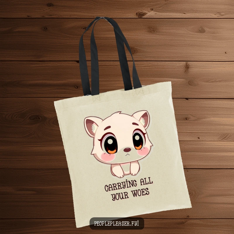 Funny Tote Bag featuring an animal character with large, observant eyes, ready to hear all your secrets.