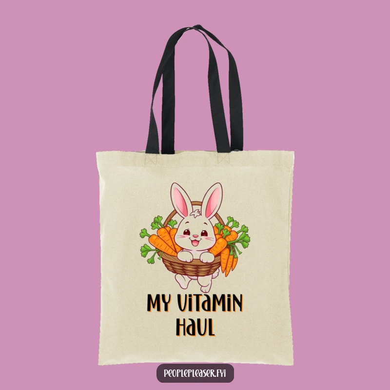 Funny Bunny Carrot Basket Tote Bag - Market Day Accessory Gift