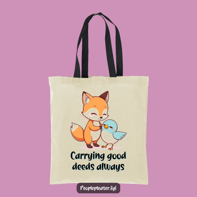Funny Fox Helping Bird Tote Bag: Stylish & Humorous Carry-All, Ideal Funny Gift