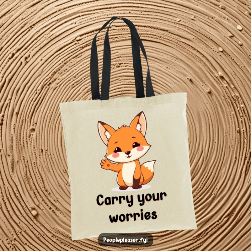 Funny Fox Tote Bag: A cheerful fox character offers its paw to help, looking friendly and reliable. Ideal funny gift!