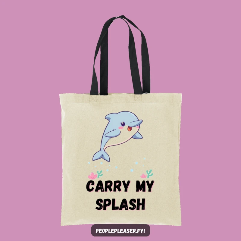 Funny Kawaii Dolphin Tote Bag: Playful Leaping Dolphin for a Hilarious Funny Gift