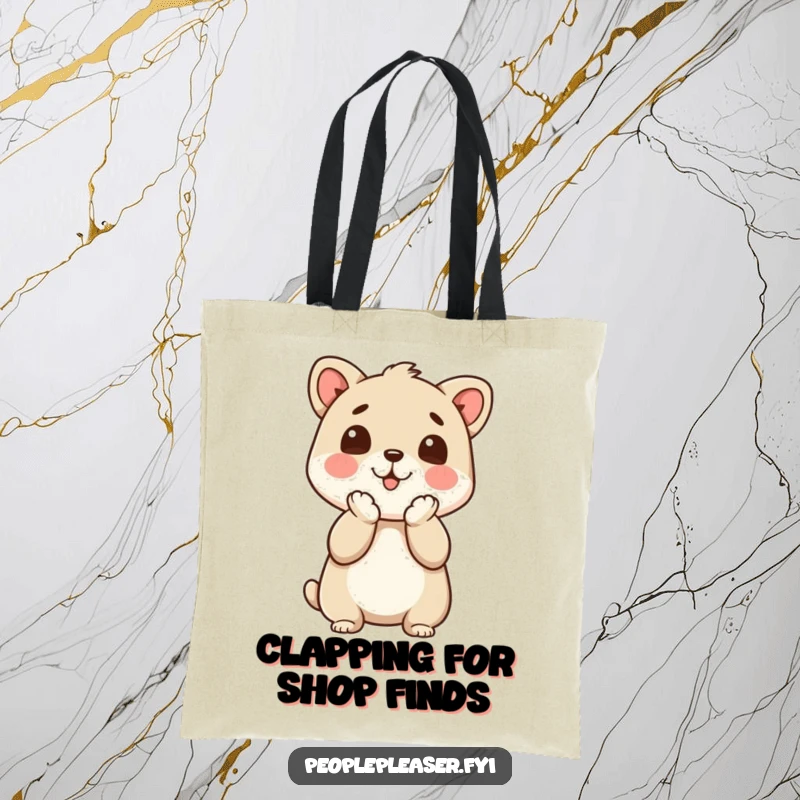 Funny Tote Bag: An animal mascot clapping its paws with glee, expressing wholehearted approval.